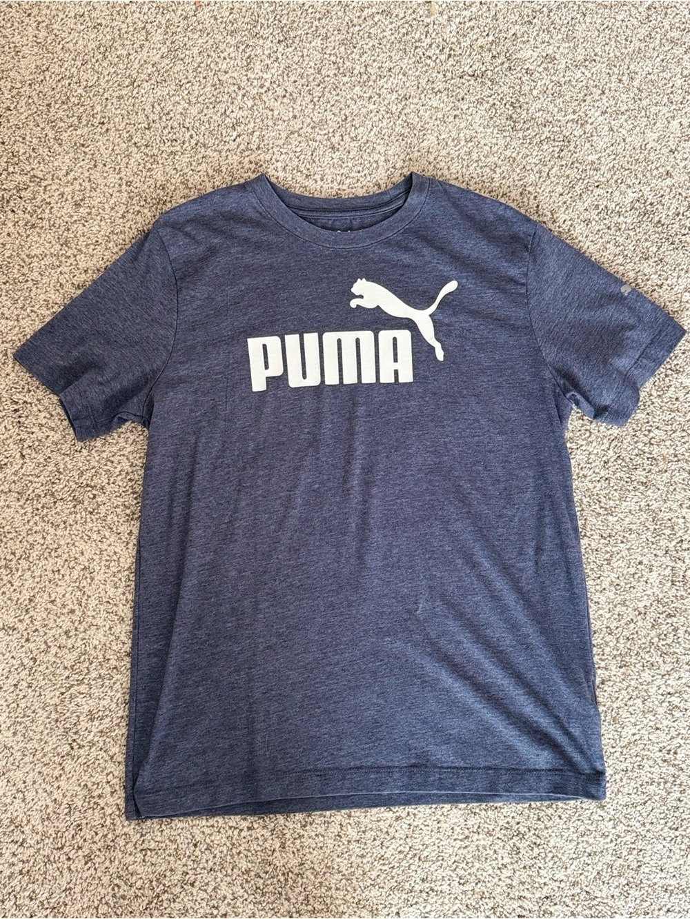 Puma Blue Heather Logo T-Shirt Men’s Medium Short Sleeve Athletic Casual Tee